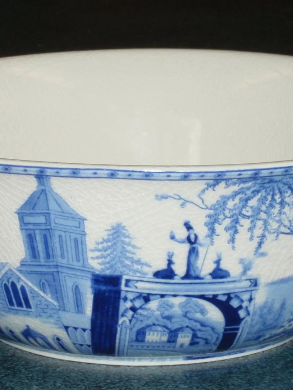 Pottery Barn Sophia Willow Serving Bowl Crackle Glaze 9
